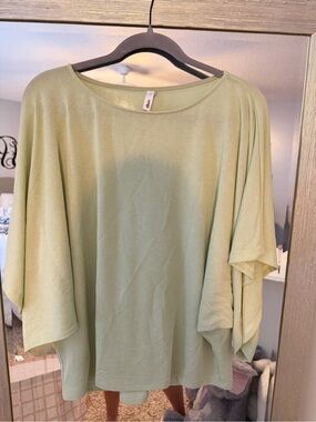 glam Sage Green Flowing Dolman Sleeve Top